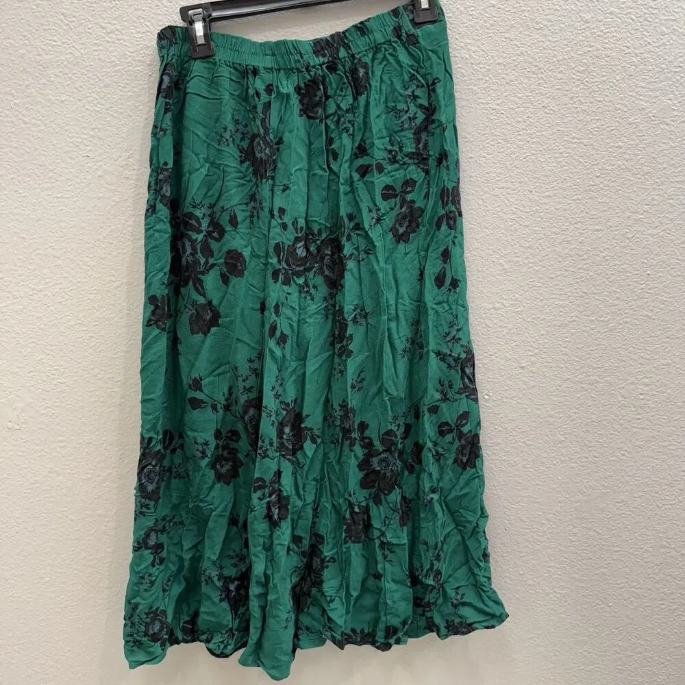 New Band of the Free Skirt Medium Midi Emarald Black Slit - Picture 4 of 7